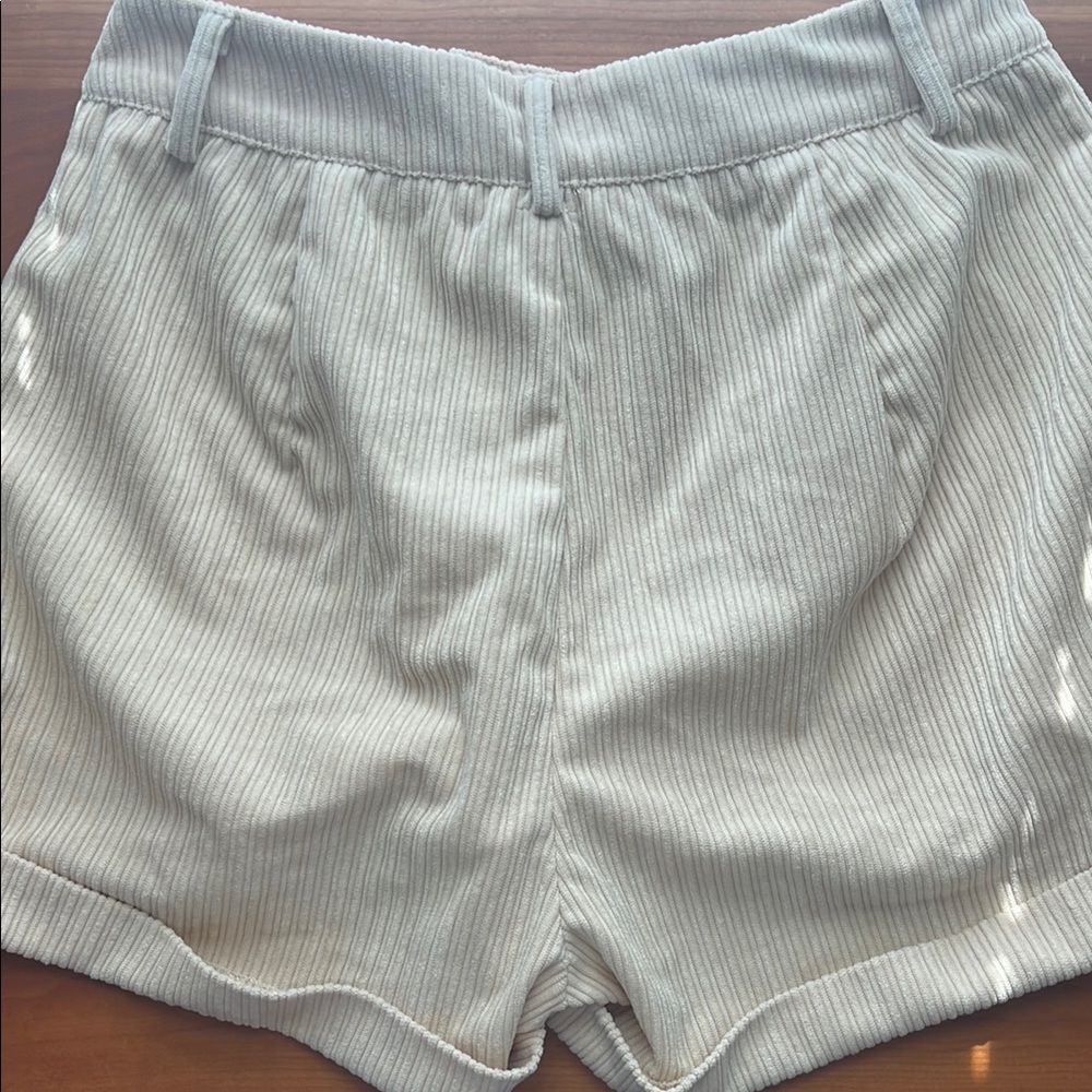 SHEIN High Waist Cream Corduroy Shorts - Picture 2 of 3